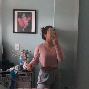 A&F pink cropped sweater